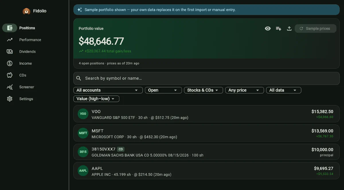 Fidolio screenshot