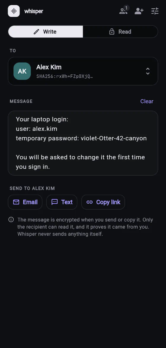 Whisper screenshot