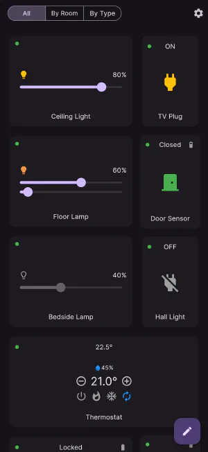 Flick's dashboard in dark theme