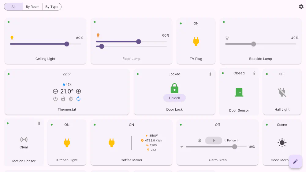 Flick on a Windows desktop with a wide grid of live device tiles
