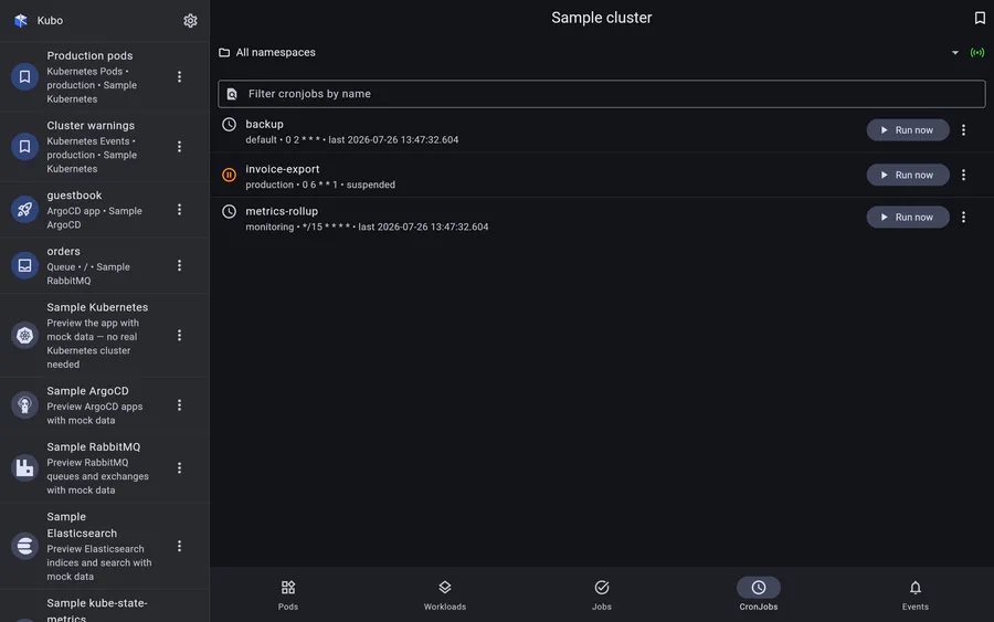 Trigger a manual run from the job template, or suspend and resume the schedule.