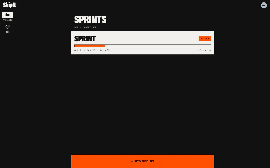 Sprints: Planned, active and closed sprints of a project.