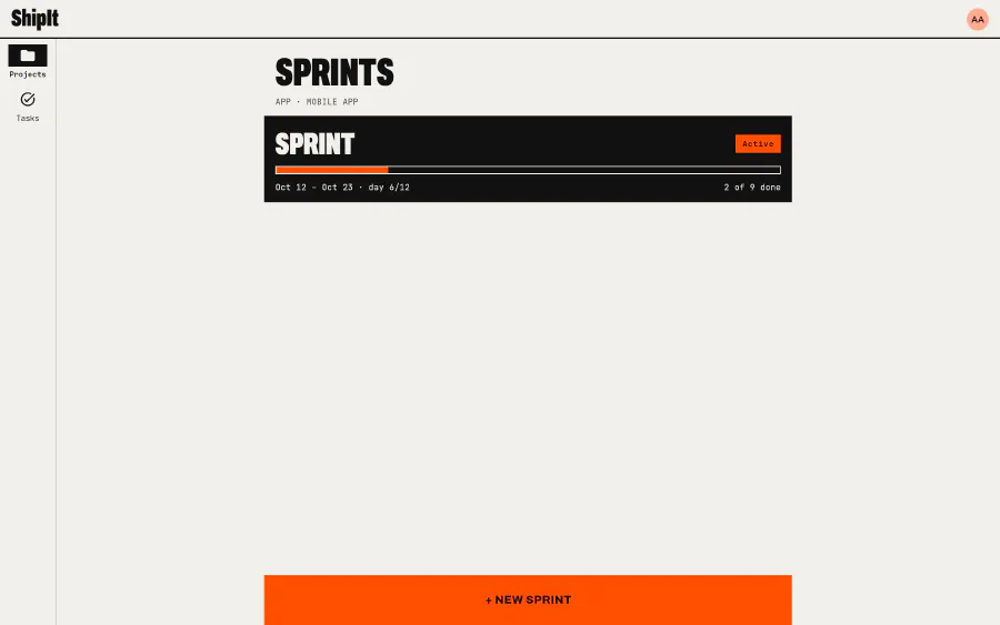 Sprints: Planned, active and closed sprints of a project.