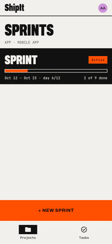 Sprints: Planned, active and closed sprints of a project.