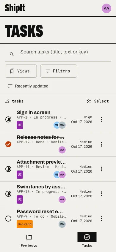 Every task, searchable