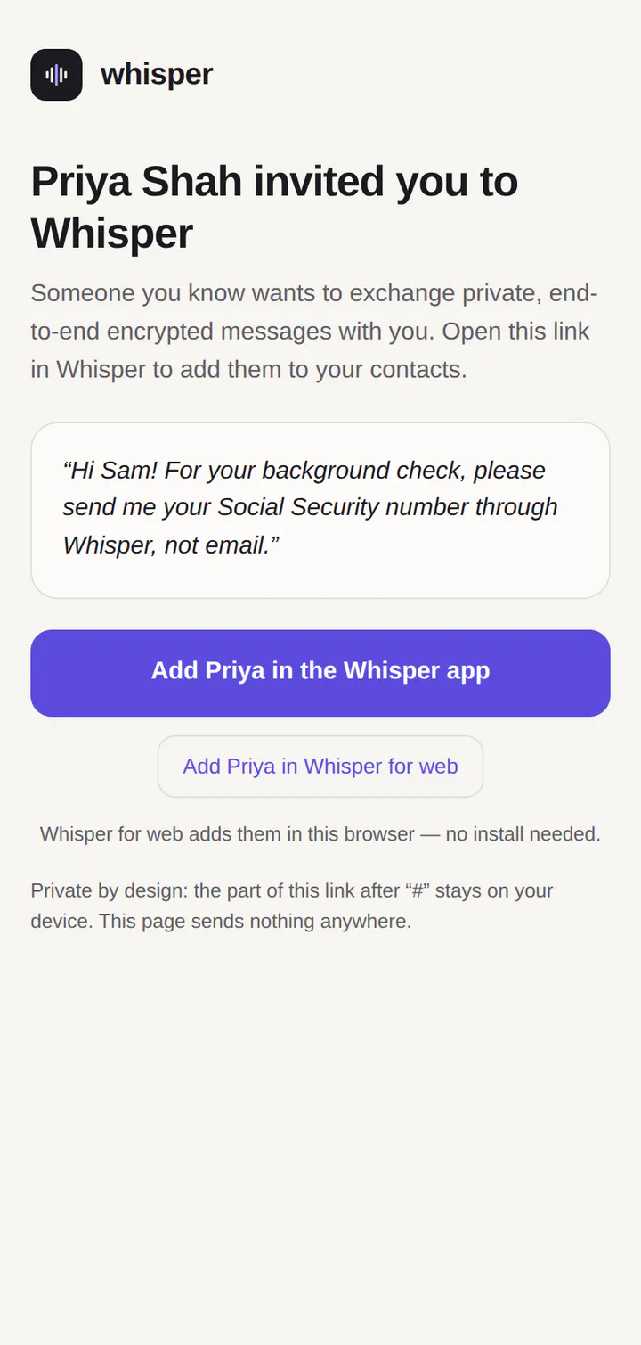 The invite page shown in a web browser